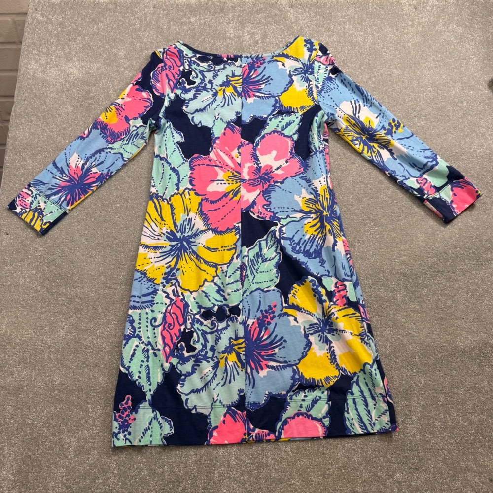 Lilly Pulitzer Marlowe Dress Pima Cotton Big Flirt Shift Floral Hibiscus Med - Picture 5 of 12